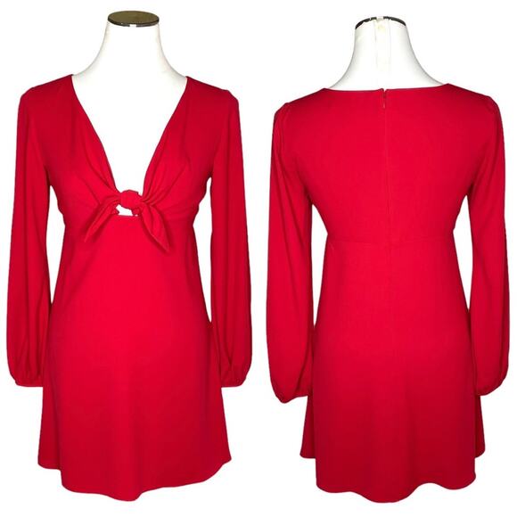 Amanda Uprichard Chyler Tie-Front Long-Sleeve Dress - Picture 2 of 10
